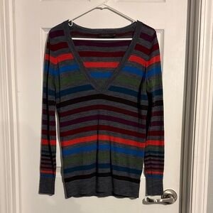 The Limited Multicolor Striped V-Neck Sweater